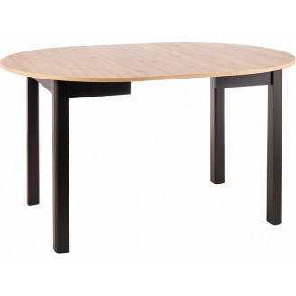 Stół okrągły rozkładany Dante 102cm dąb artisan/czarny mat Signal