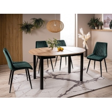 Stół okrągły rozkładany Dante 102cm dąb artisan/czarny mat Signal