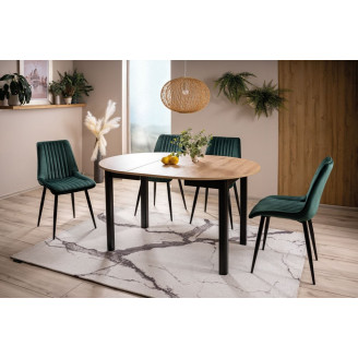 Stół okrągły rozkładany Dante 102cm dąb artisan/czarny mat Signal