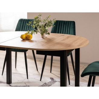 Stół okrągły rozkładany Dante 102cm dąb artisan/czarny mat Signal