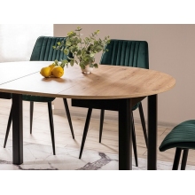 Stół okrągły rozkładany Dante 102cm dąb artisan/czarny mat Signal