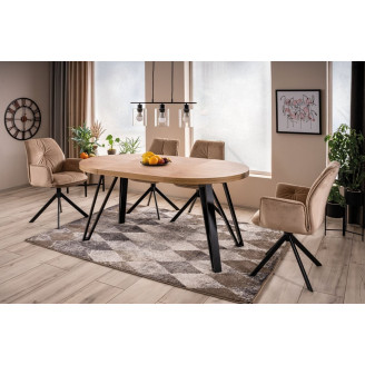 Stół okrągły rozkładany loft Galaxy 100cm dąb aristan/czarny Signal