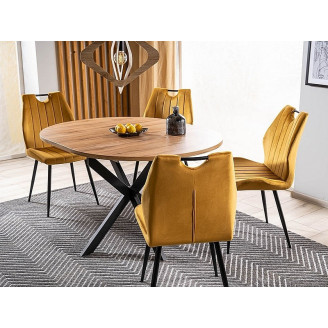 Stół okrągły rozkładany Gaston 100cm dąb artisan/czarny mat Signal