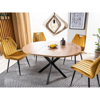 Stół okrągły rozkładany Gaston 100cm dąb artisan/czarny mat Signal
