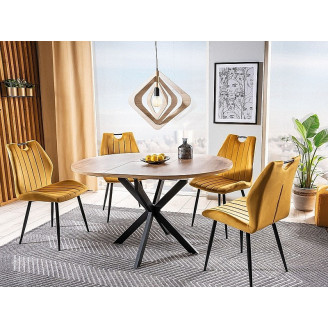 Stół okrągły rozkładany Gaston 100cm dąb artisan/czarny mat Signal