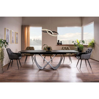 Stół nowoczesny rozkładany Infinity Ceramic 160x95cm azario black/czarny mat Signal