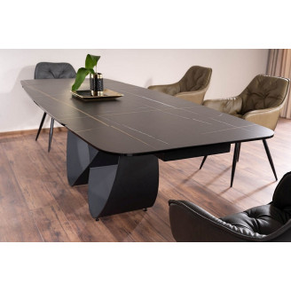 Stół nowoczesny rozkładany Infinity Ceramic 160x95cm azario black/czarny mat Signal