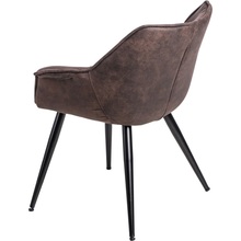 Stylowe Krzesło zamszowe z podłokietnikami Lord ciemnobrązowe D2.Design do stołu.