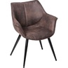 Stylowe Krzesło zamszowe z podłokietnikami Lord ciemnobrązowe D2.Design do stołu.