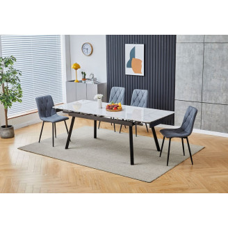 Stół rozkładany ceramiczny John 120x85cm biały efekt marmuru/czarny Signal