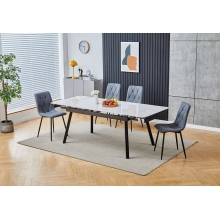 Stół rozkładany ceramiczny John 120x85cm biały efekt marmuru/czarny Signal