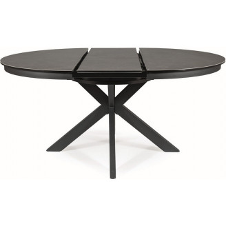 Stół okrągły rozkładany Porto Ceramic 120cm szary efekt marmuru/czarny mat Signal