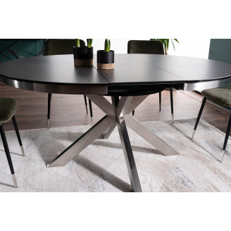 Stół okrągły rozkładany Porto Ceramic 120cm szary efekt marmuru/czarny mat Signal