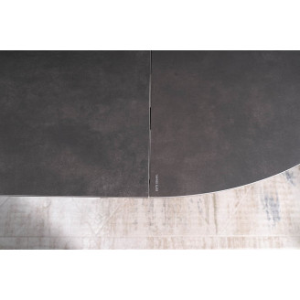 Stół okrągły rozkładany Porto Ceramic 120cm szary efekt marmuru/czarny mat Signal