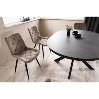 Stół okrągły rozkładany Porto Ceramic 120cm szary efekt marmuru/czarny mat Signal