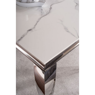 Stół glamour Prince Ceramic 180x90cm biała calacatta/chrom Signal