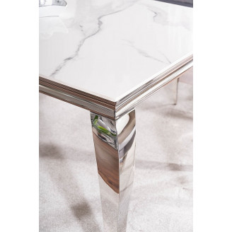 Stół glamour Prince Ceramic 180x90cm biała calacatta/chrom Signal