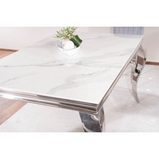 Stół glamour Prince Ceramic 180x90cm biała calacatta/chrom Signal
