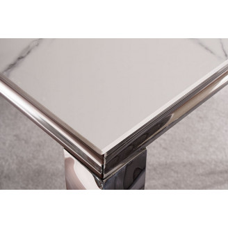 Stół glamour Prince Ceramic 180x90cm biała calacatta/chrom Signal