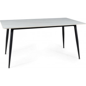 Stół nowoczesny Rion 130x70cm biały efekt marmuru/czarny Signal 2