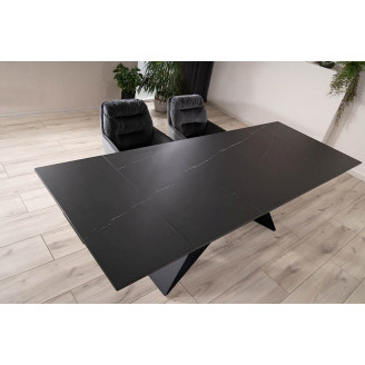 Stół szklany rozkładany Salvadore Ceramic 160x90cm sahara noir/czarny mat Signal