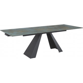 Stół szklany rozkładany Salvadore Ceramic 180x90cm turkus/ossido verde/czarny mat Signal