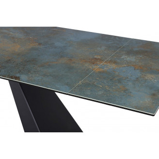 Stół szklany rozkładany Salvadore Ceramic 180x90cm turkus/ossido verde/czarny mat Signal
